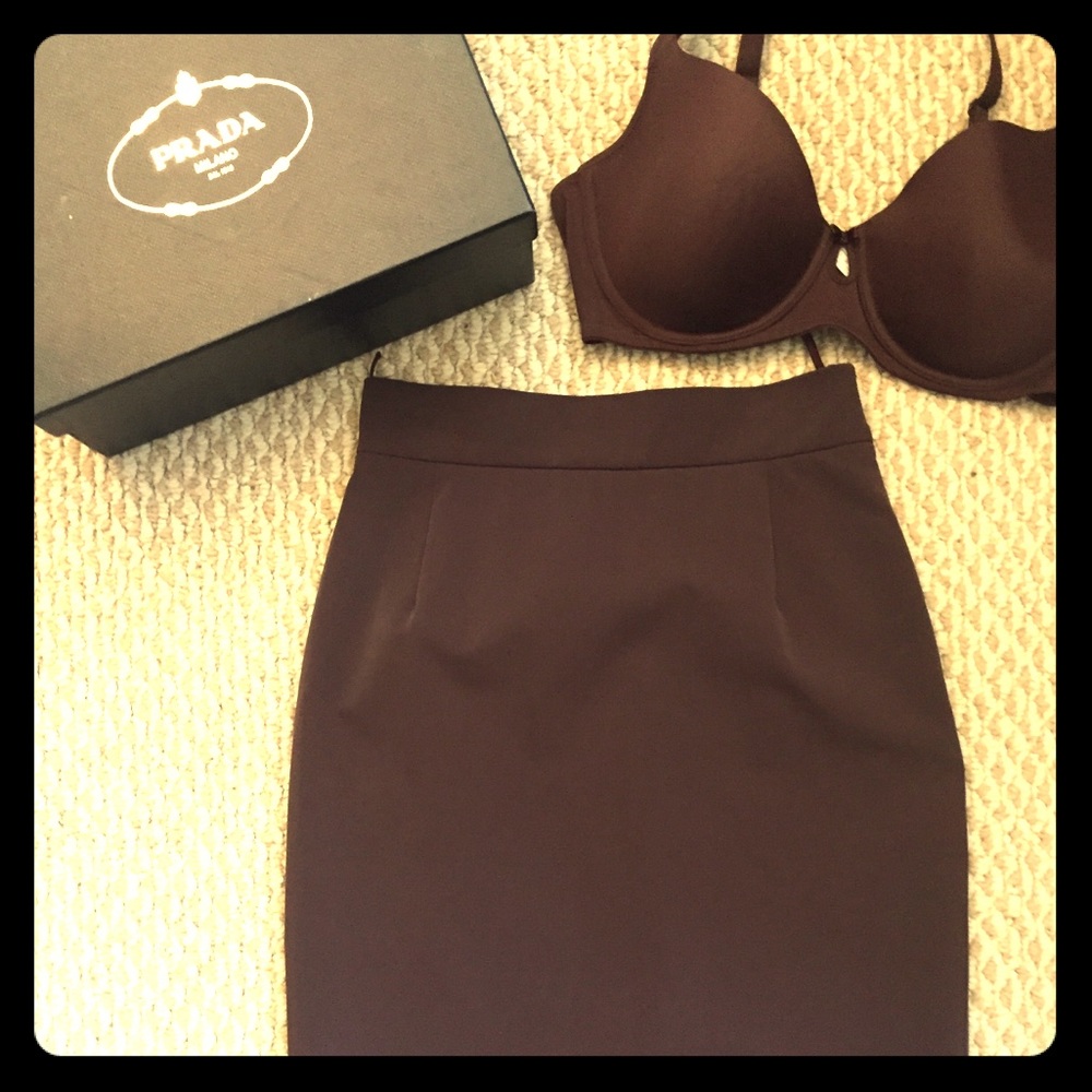 PRADA Chocolate Wine Pencil Skirt